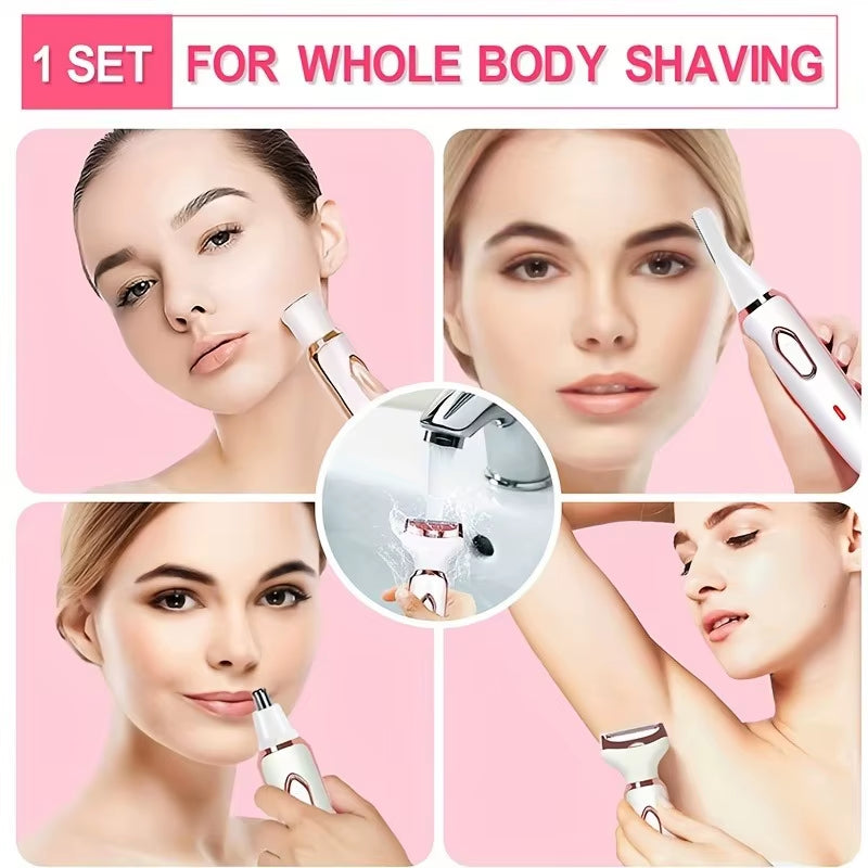 4 in 1 Electric Lady Shaver, Body Hair Removal Epilator, Painless Cordless Trimmer Razor, Gifts for Women