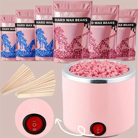 Waxing Brazilian Kit, 1 Set Wax Warmer Kit, Waxing Kit for Women, Wax Warmer for Hair Removal, at Home Permanent Hair Removal Kit for Face, Body, Bikini, , Valentine'S Day Gift