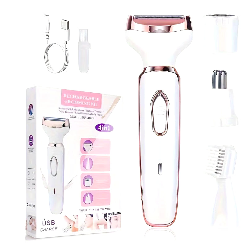 4 in 1 Electric Lady Shaver, Body Hair Removal Epilator, Painless Cordless Trimmer Razor, Gifts for Women