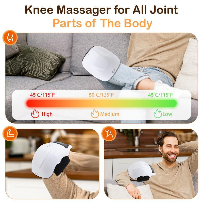 Electric Knee Massager with Heat & Vibration, LED Touch Screen, Cordless, LED for Arthritis Relief & Muscle Relaxation, Comfortable Design